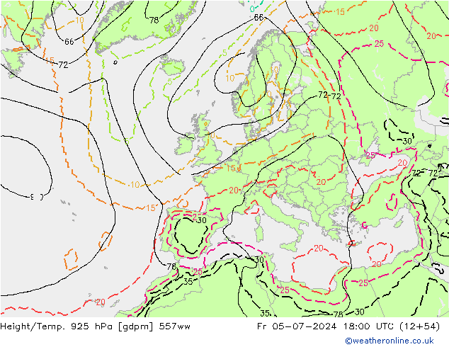 Hoogte/Temp. 925 hPa 557ww vr 05.07.2024 18 UTC
