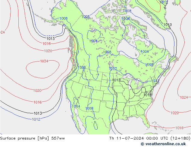 地面气压 557ww 星期四 11.07.2024 00 UTC