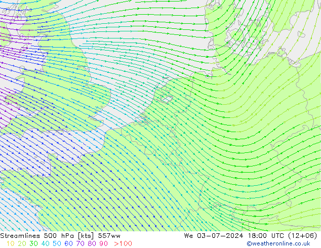 风 500 hPa 557ww 星期三 03.07.2024 18 UTC