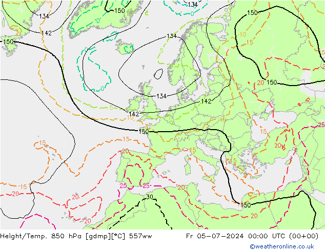 Hoogte/Temp. 850 hPa 557ww vr 05.07.2024 00 UTC