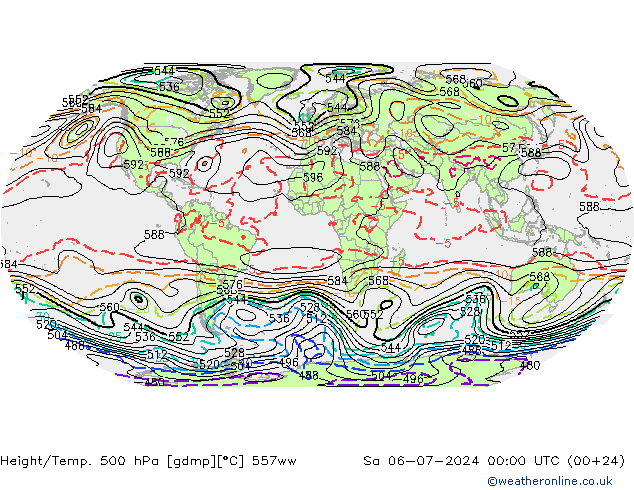 Hoogte/Temp. 500 hPa 557ww za 06.07.2024 00 UTC