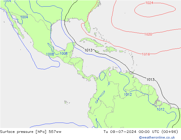 Luchtdruk (Grond) 557ww di 09.07.2024 00 UTC