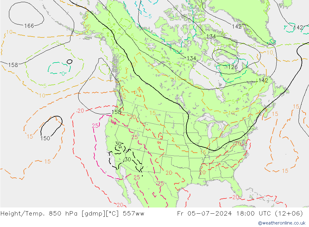 Hoogte/Temp. 850 hPa 557ww vr 05.07.2024 18 UTC