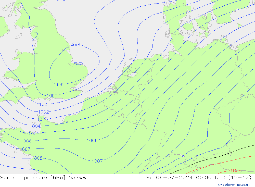 地面气压 557ww 星期六 06.07.2024 00 UTC
