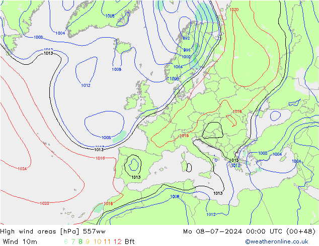 High wind areas 557ww 星期一 08.07.2024 00 UTC