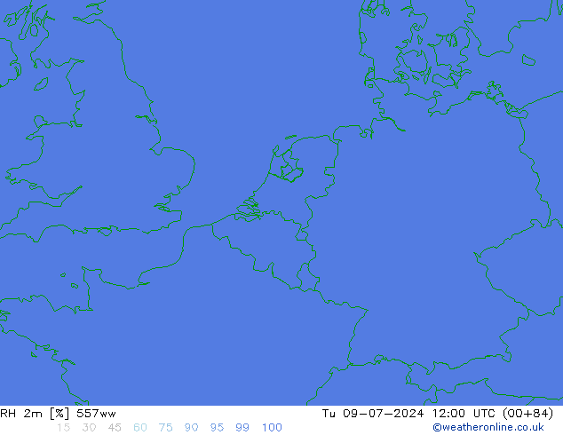 RH 2m 557ww 星期二 09.07.2024 12 UTC