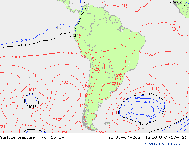 地面气压 557ww 星期六 06.07.2024 12 UTC