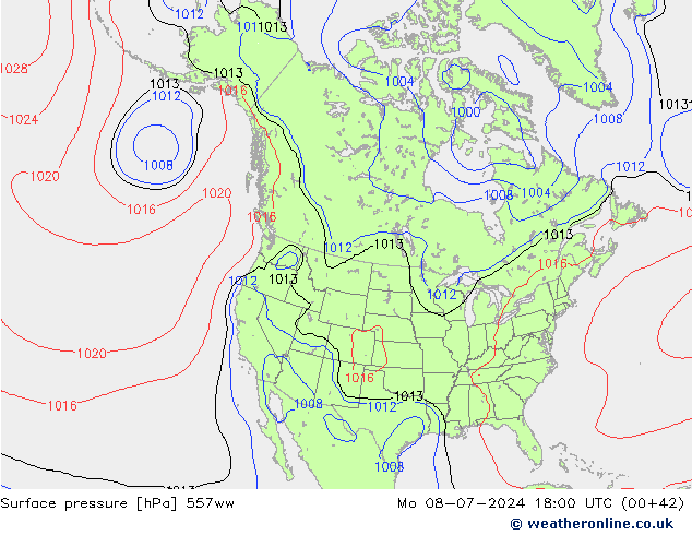 地面气压 557ww 星期一 08.07.2024 18 UTC