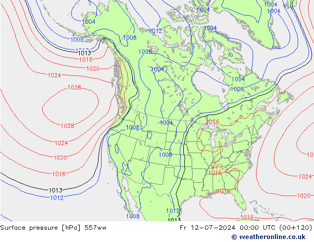 地面气压 557ww 星期五 12.07.2024 00 UTC