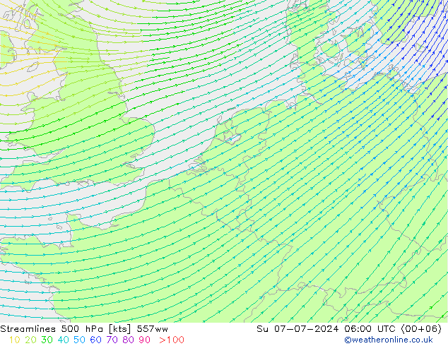 风 500 hPa 557ww 星期日 07.07.2024 06 UTC