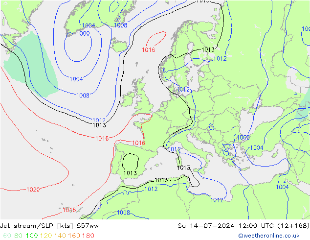 高速氣流/地面气压 557ww 星期日 14.07.2024 12 UTC
