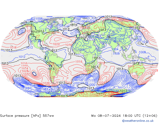 地面气压 557ww 星期一 08.07.2024 18 UTC