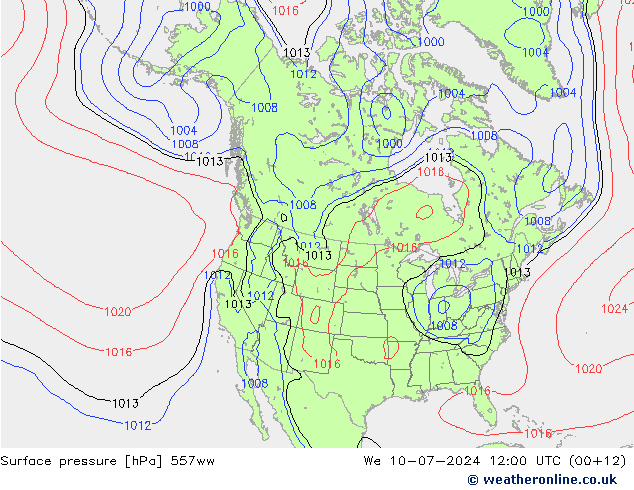 地面气压 557ww 星期三 10.07.2024 12 UTC