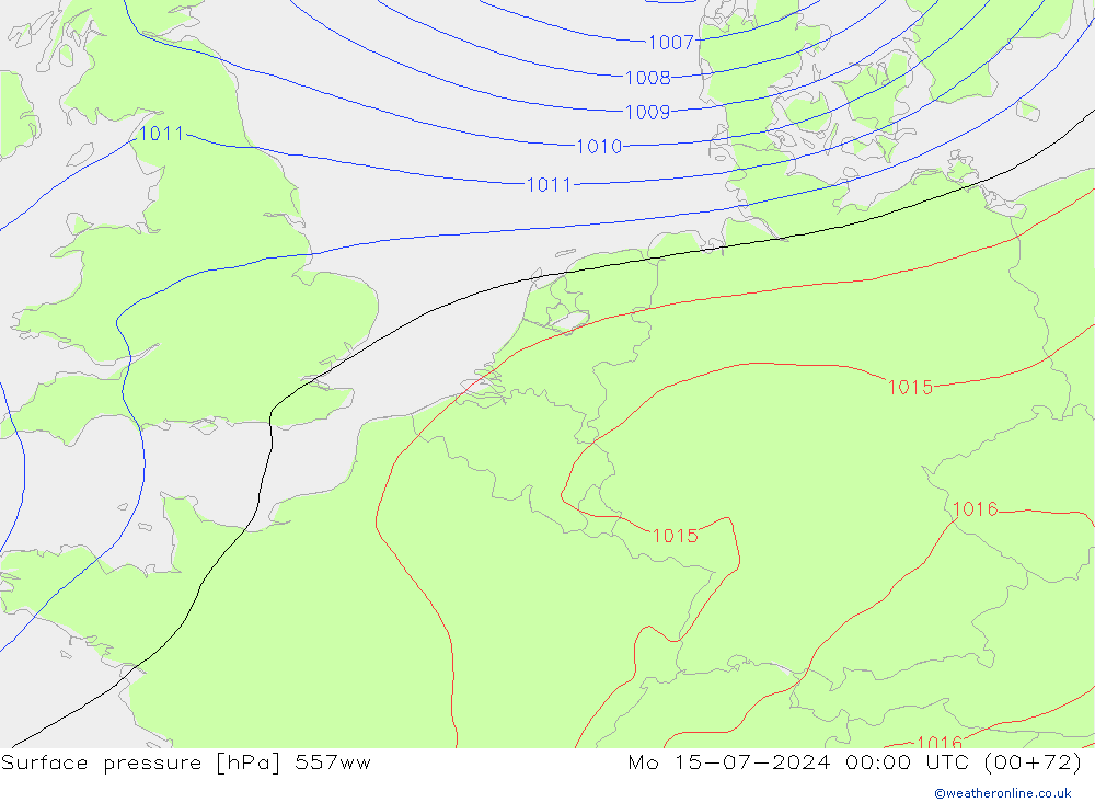 地面气压 557ww 星期一 15.07.2024 00 UTC