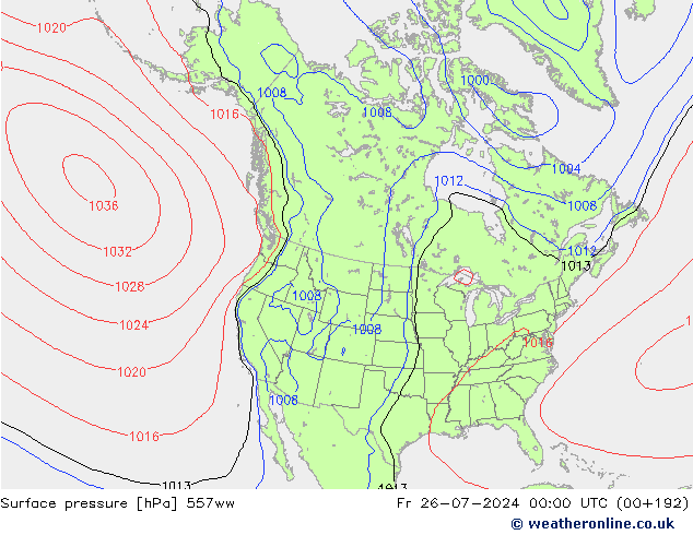 地面气压 557ww 星期五 26.07.2024 00 UTC
