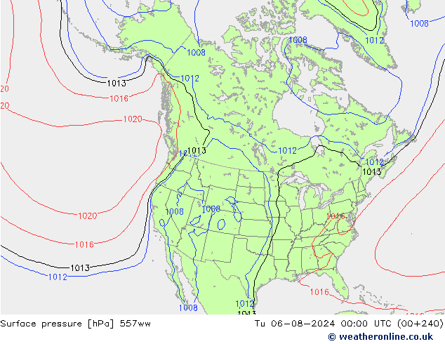 地面气压 557ww 星期二 06.08.2024 00 UTC