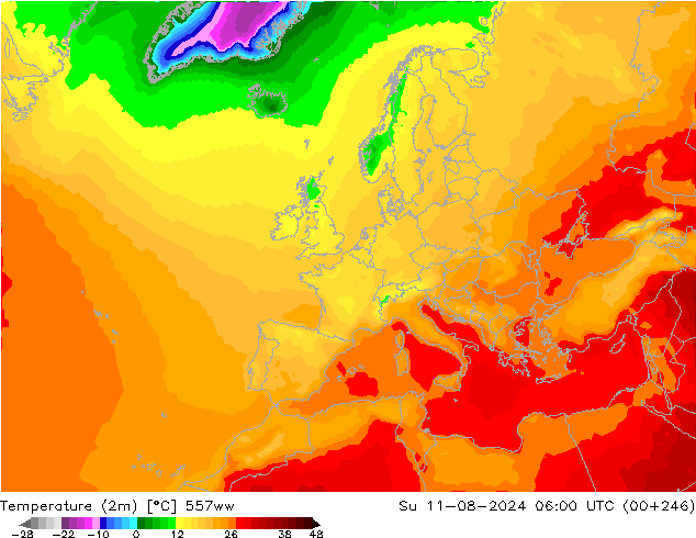 温度图 557ww 星期日 11.08.2024 06 UTC