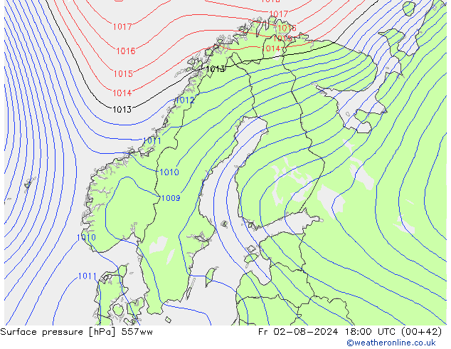 Luchtdruk (Grond) 557ww vr 02.08.2024 18 UTC