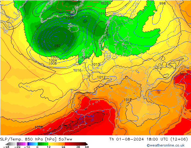 SLP/Temp. 850 hPa 557ww do 01.08.2024 18 UTC