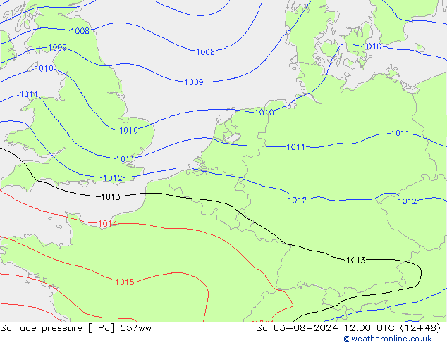 Luchtdruk (Grond) 557ww za 03.08.2024 12 UTC