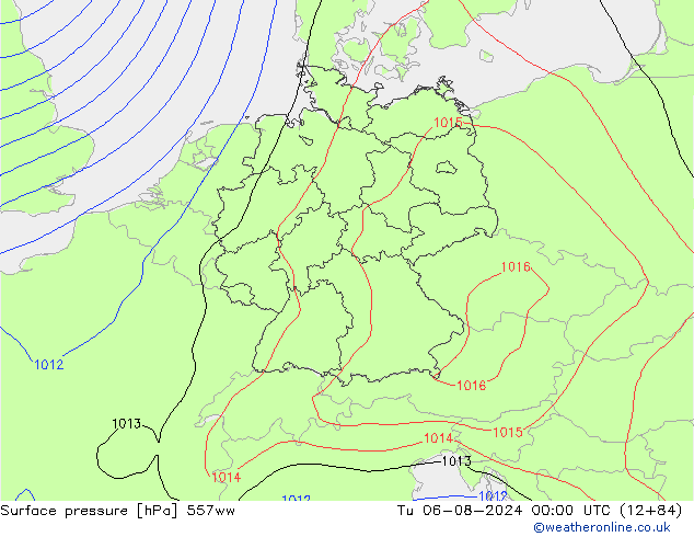 Luchtdruk (Grond) 557ww di 06.08.2024 00 UTC