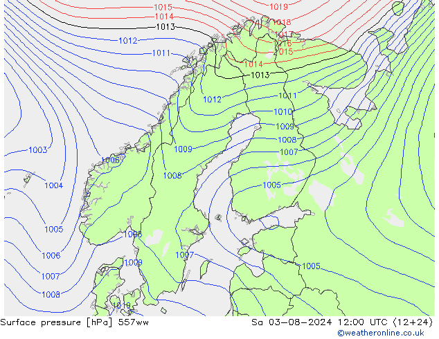 Luchtdruk (Grond) 557ww za 03.08.2024 12 UTC