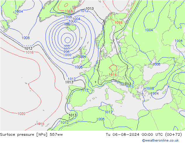 Luchtdruk (Grond) 557ww di 06.08.2024 00 UTC