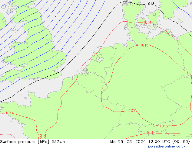 地面气压 557ww 星期一 05.08.2024 12 UTC