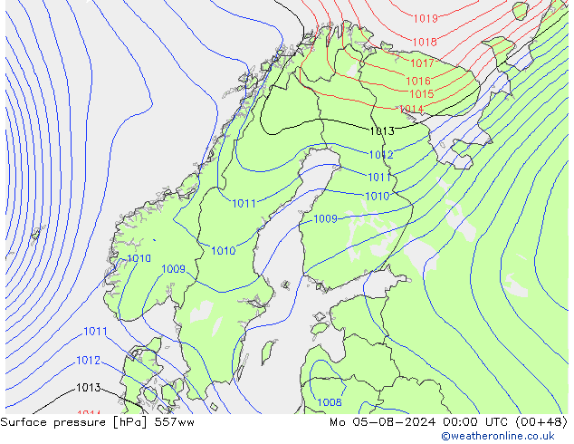 Luchtdruk (Grond) 557ww ma 05.08.2024 00 UTC