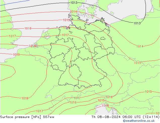 Luchtdruk (Grond) 557ww do 08.08.2024 06 UTC