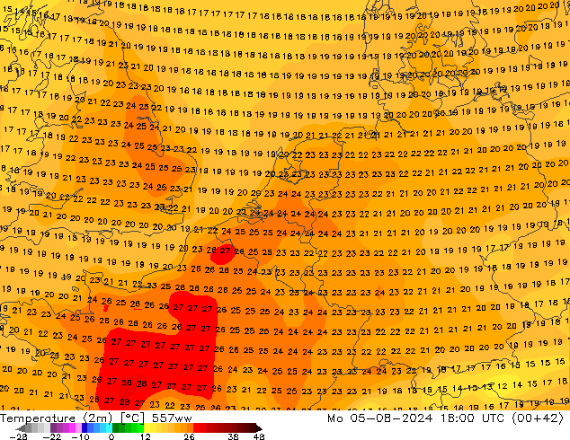 温度图 557ww 星期一 05.08.2024 18 UTC