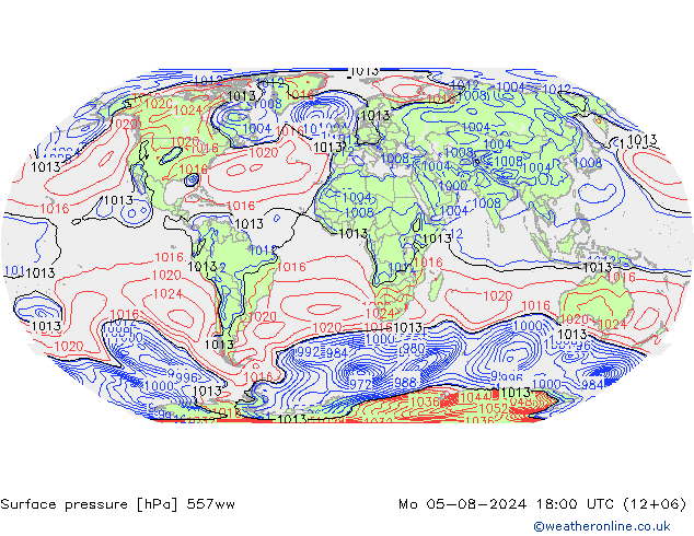 地面气压 557ww 星期一 05.08.2024 18 UTC