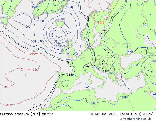 Luchtdruk (Grond) 557ww di 06.08.2024 18 UTC