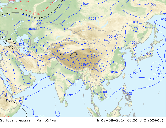 Luchtdruk (Grond) 557ww do 08.08.2024 06 UTC