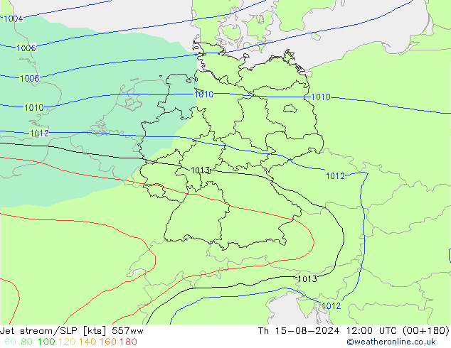 高速氣流/地面气压 557ww 星期四 15.08.2024 12 UTC