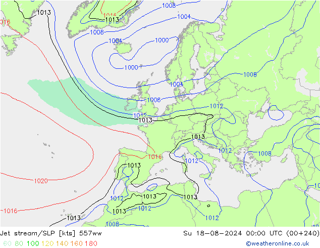 高速氣流/地面气压 557ww 星期日 18.08.2024 00 UTC