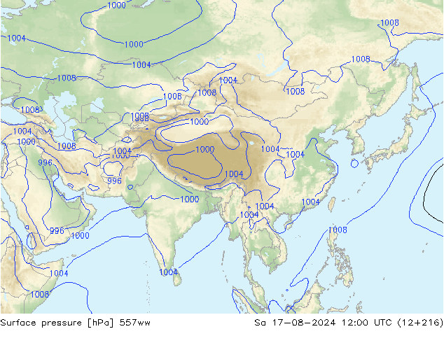 Luchtdruk (Grond) 557ww za 17.08.2024 12 UTC