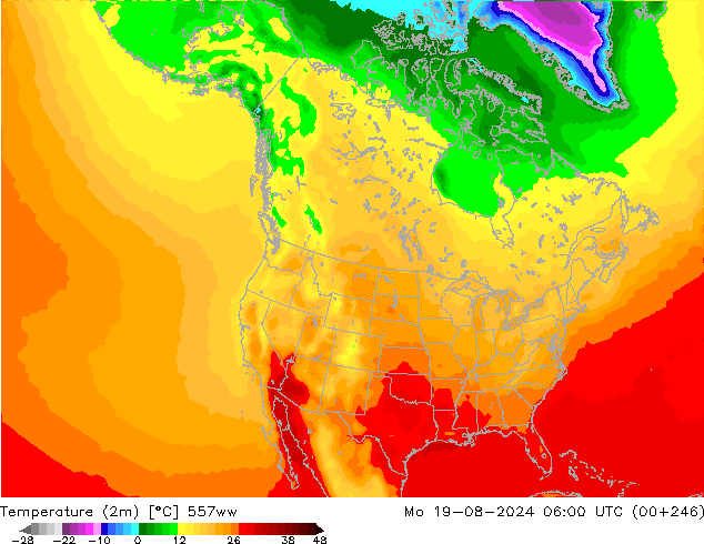 Temperatuurkaart (2m) 557ww ma 19.08.2024 06 UTC