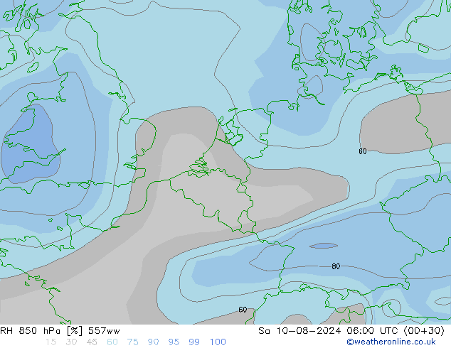 RV 850 hPa 557ww za 10.08.2024 06 UTC