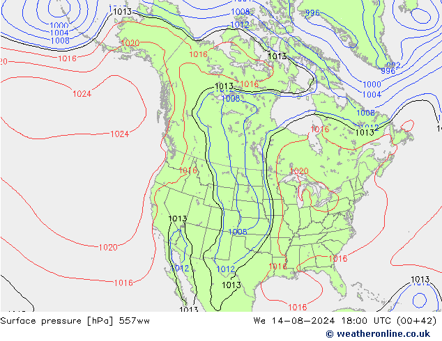 地面气压 557ww 星期三 14.08.2024 18 UTC