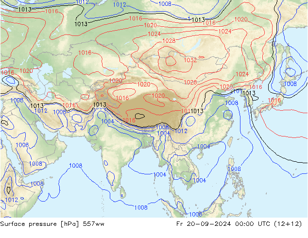 Atmosférický tlak 557ww Pá 20.09.2024 00 UTC