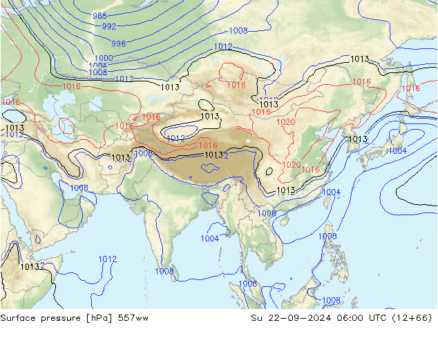 Pressione al suolo 557ww dom 22.09.2024 06 UTC