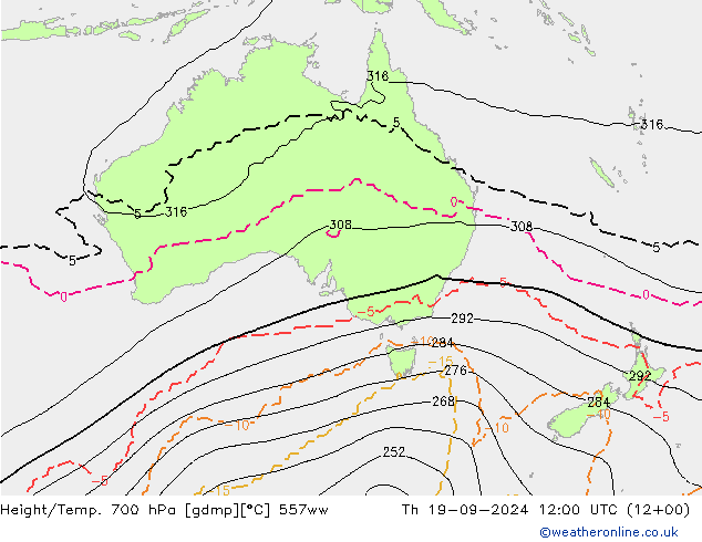 Height/Temp. 700 hPa 557ww Th 19.09.2024 12 UTC