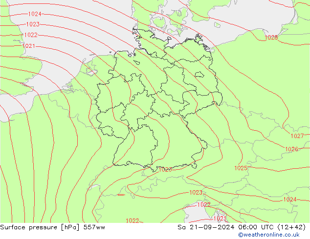 Surface pressure 557ww Sa 21.09.2024 06 UTC