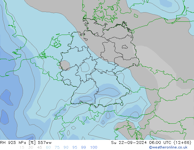 RH 925 hPa 557ww Dom 22.09.2024 06 UTC