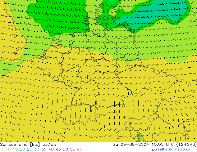 Surface wind 557ww Su 29.09.2024 18 UTC