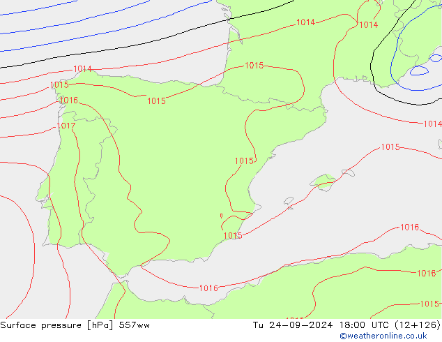 Yer basıncı 557ww Sa 24.09.2024 18 UTC