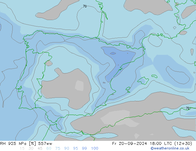 RH 925 hPa 557ww Fr 20.09.2024 18 UTC