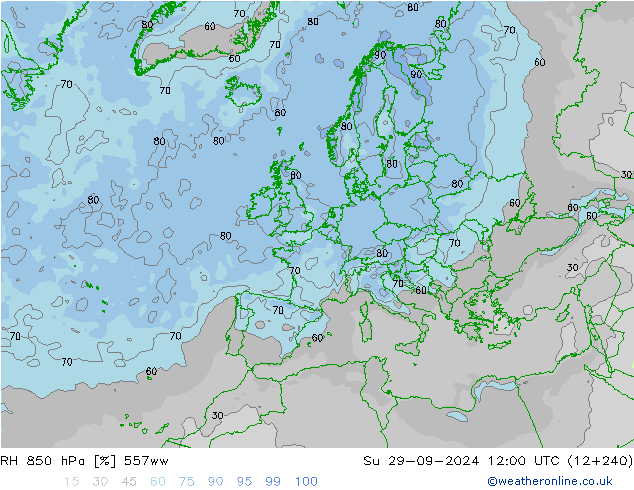 850 hPa Nispi Nem 557ww Paz 29.09.2024 12 UTC