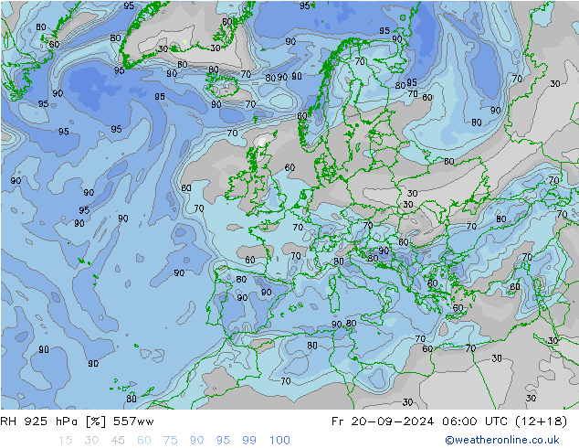 RH 925 гПа 557ww пт 20.09.2024 06 UTC